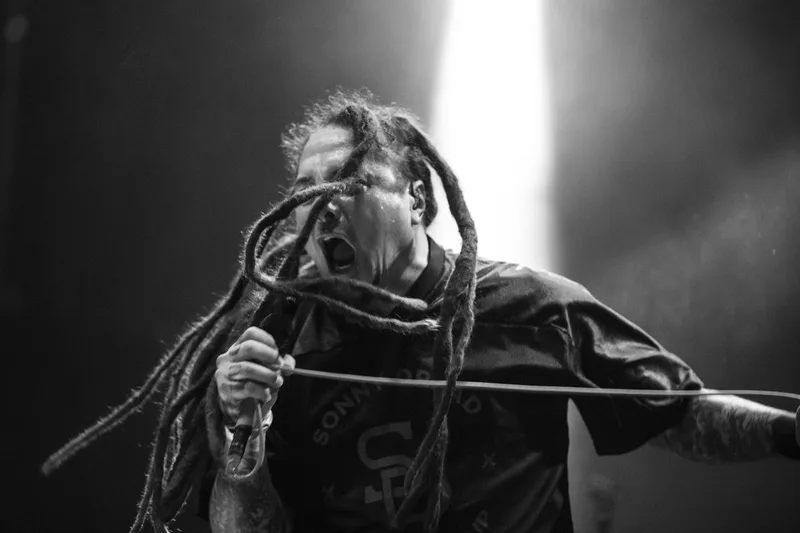 concert-P.O.D-Sonny-Sandoval-Mozhell-chanteur-cri-attitude-dreadlocks-noir-blanc