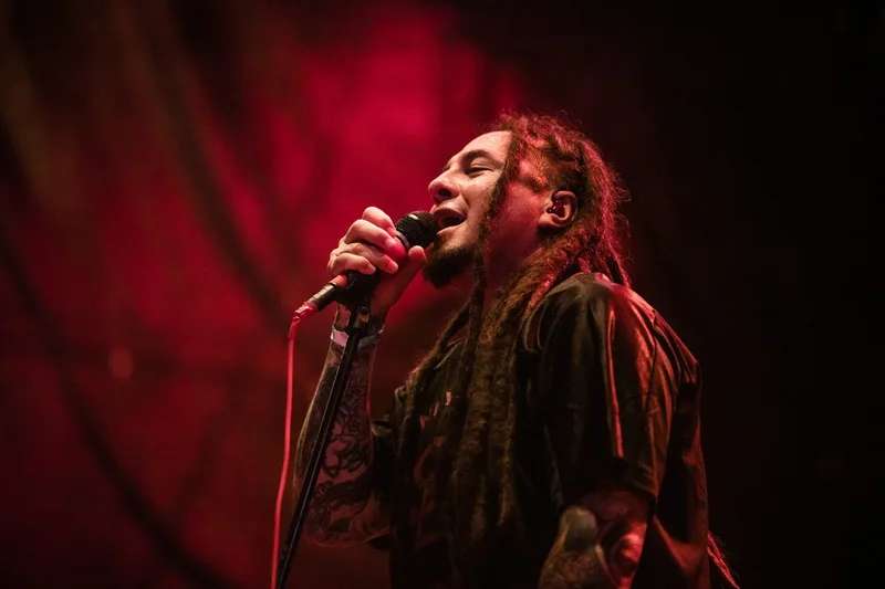 concert-P.O.D-Sonny-Sandoval-Mozhell-chanteur-dreadlocks-ambiance-rouge